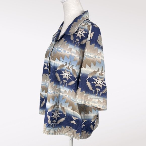 Roper Short Sleeve Button Down Shirt Aztec Western Print Size Large - Picture 4 of 8